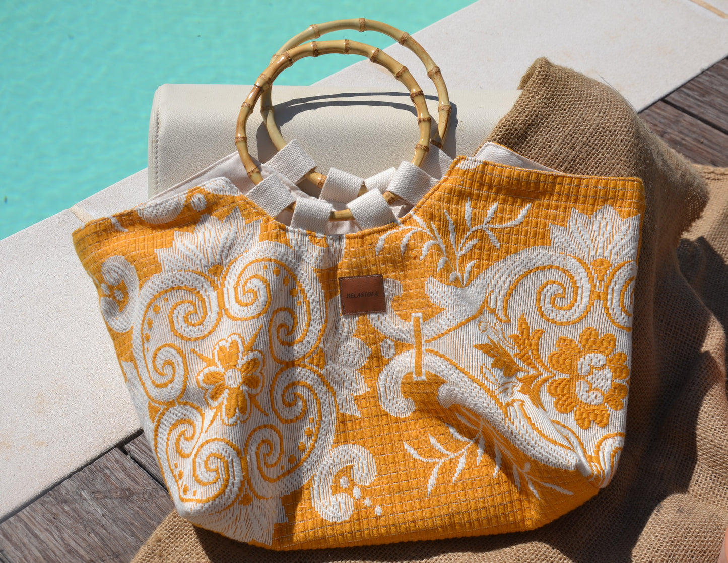 Sac cabas Fleur de lys - Anses bambou