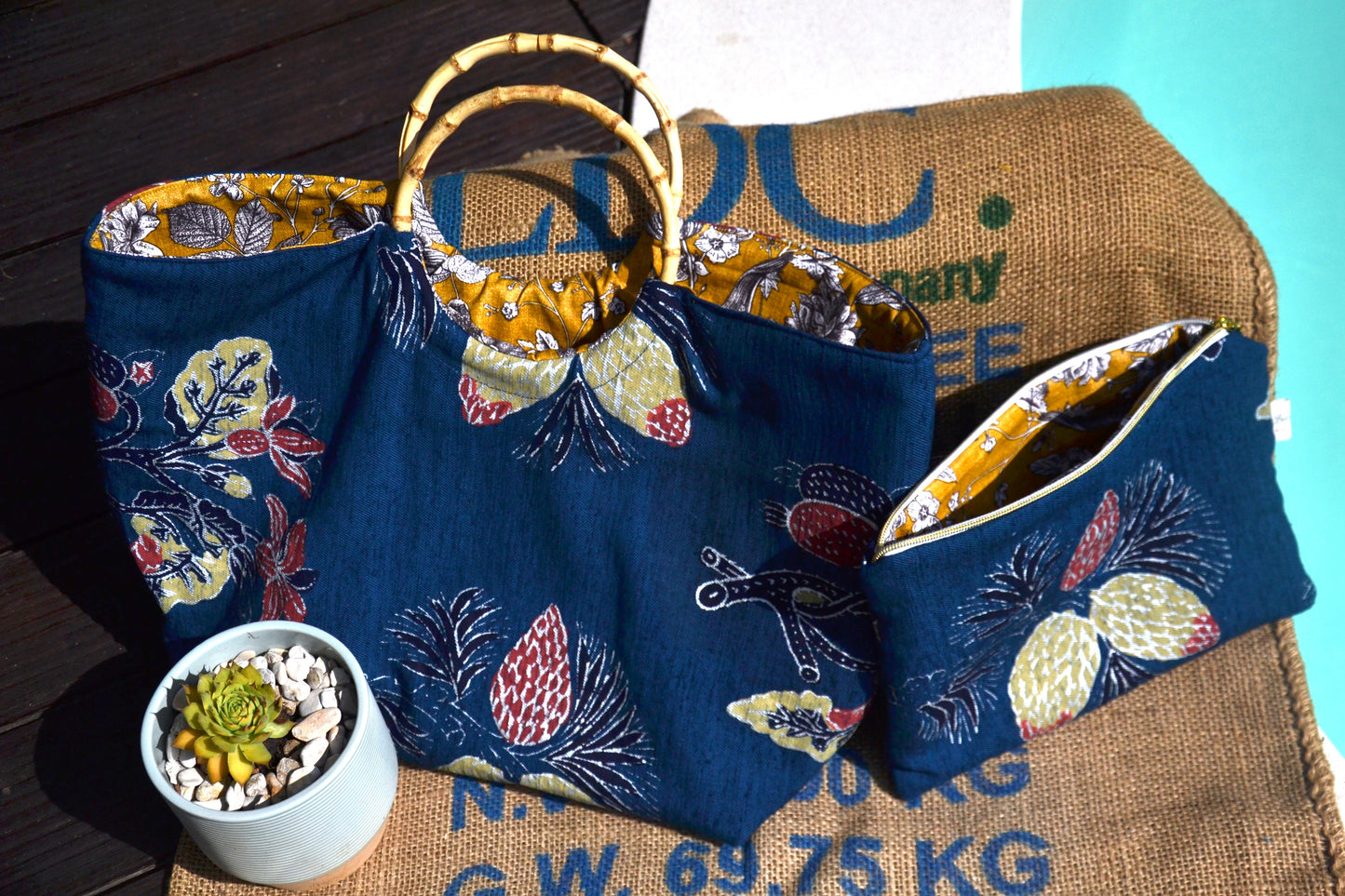 Sac cabas Papaye et sa pochette offerte